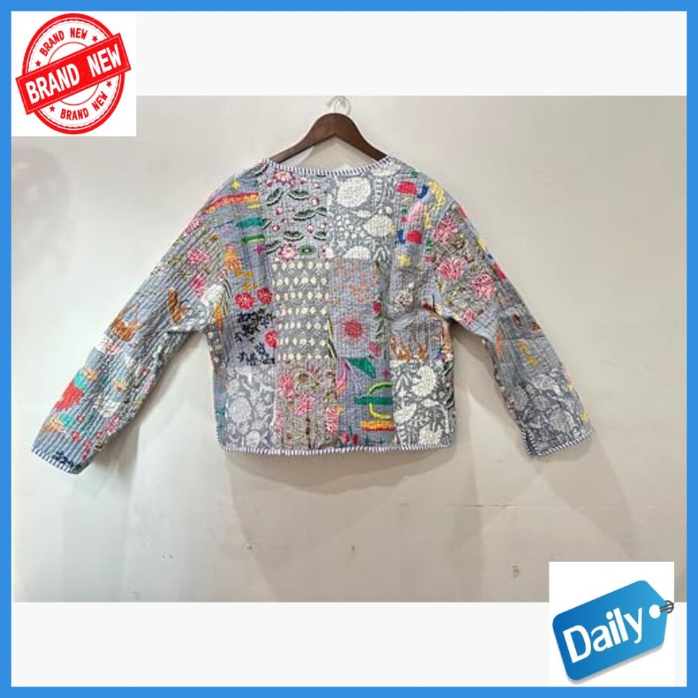 Handmade Patchwork Quilted Cotton Jacket Reversib… - image 3
